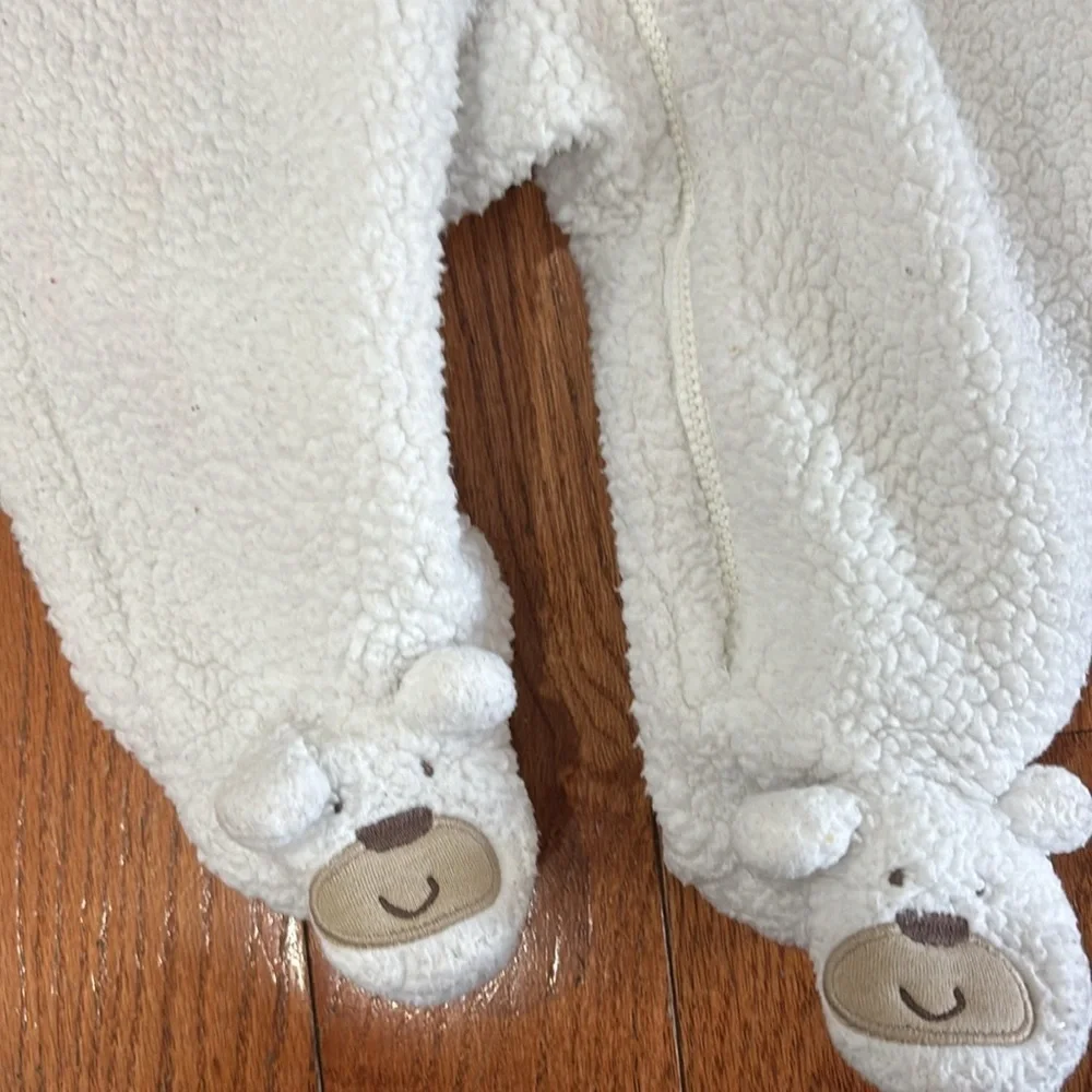 Carters 3 months Baby Hooded Quilted Jumpsuit with hood and little bear feet